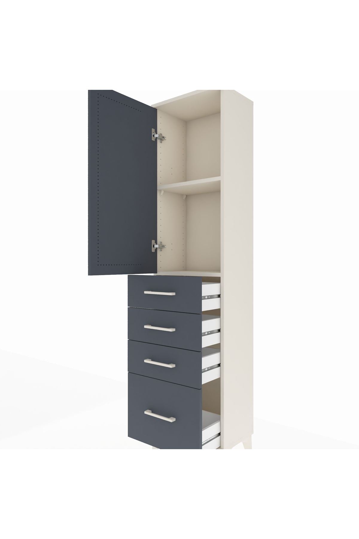 Arges Dolap 2 Raflı 4 Çekmeceli Tek Kapaklı 44x30x182 - S22M013V2A