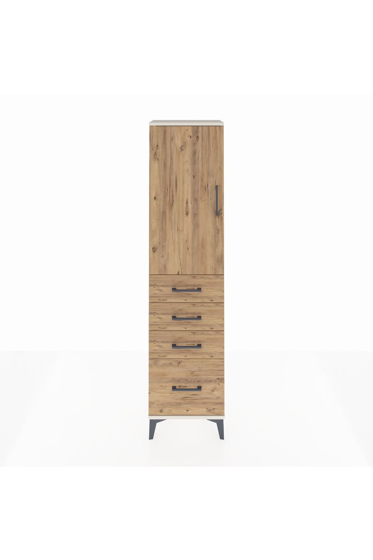 Arges Dolap 2 Raflı 4 Çekmeceli Tek Kapaklı 44x30x182 - S22M013V3A