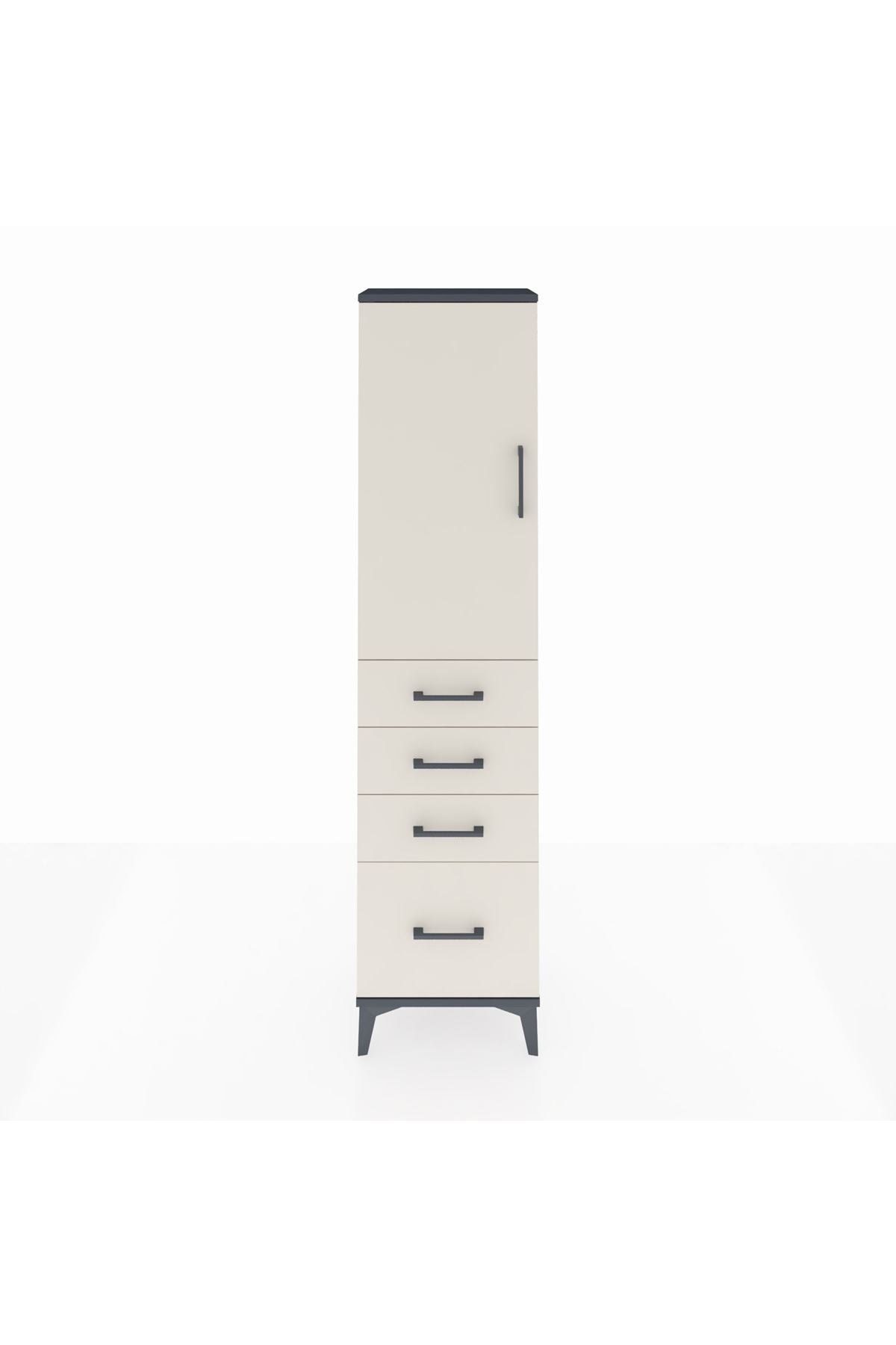 Arges Dolap 2 Raflı 4 Çekmeceli Tek Kapaklı 44x30x182 - S22M013V4A