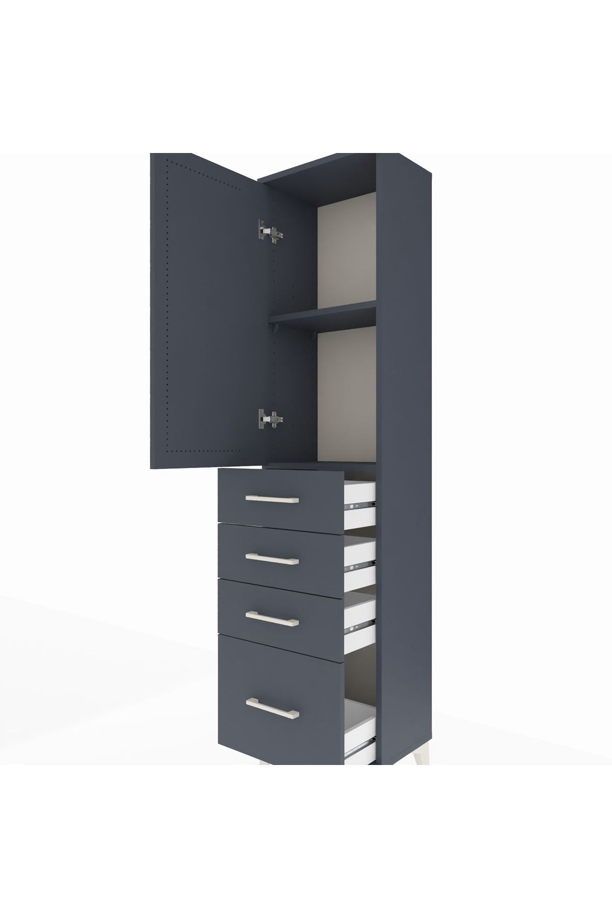 Arges Dolap 2 Raflı 4 Çekmeceli Tek Kapaklı 44x30x182 - S22M013V5A