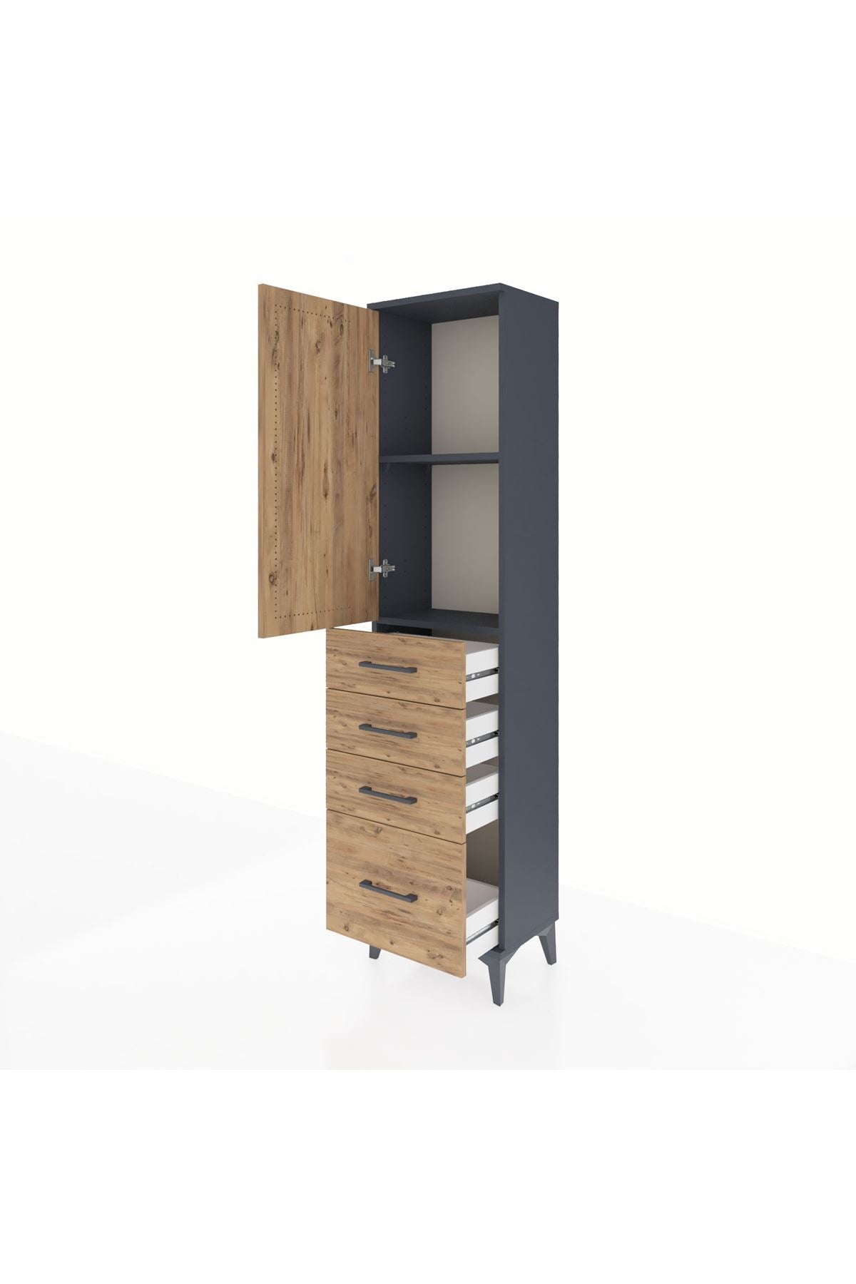 Arges Dolap 2 Raflı 4 Çekmeceli Tek Kapaklı 44x30x182 - S22M013V6A