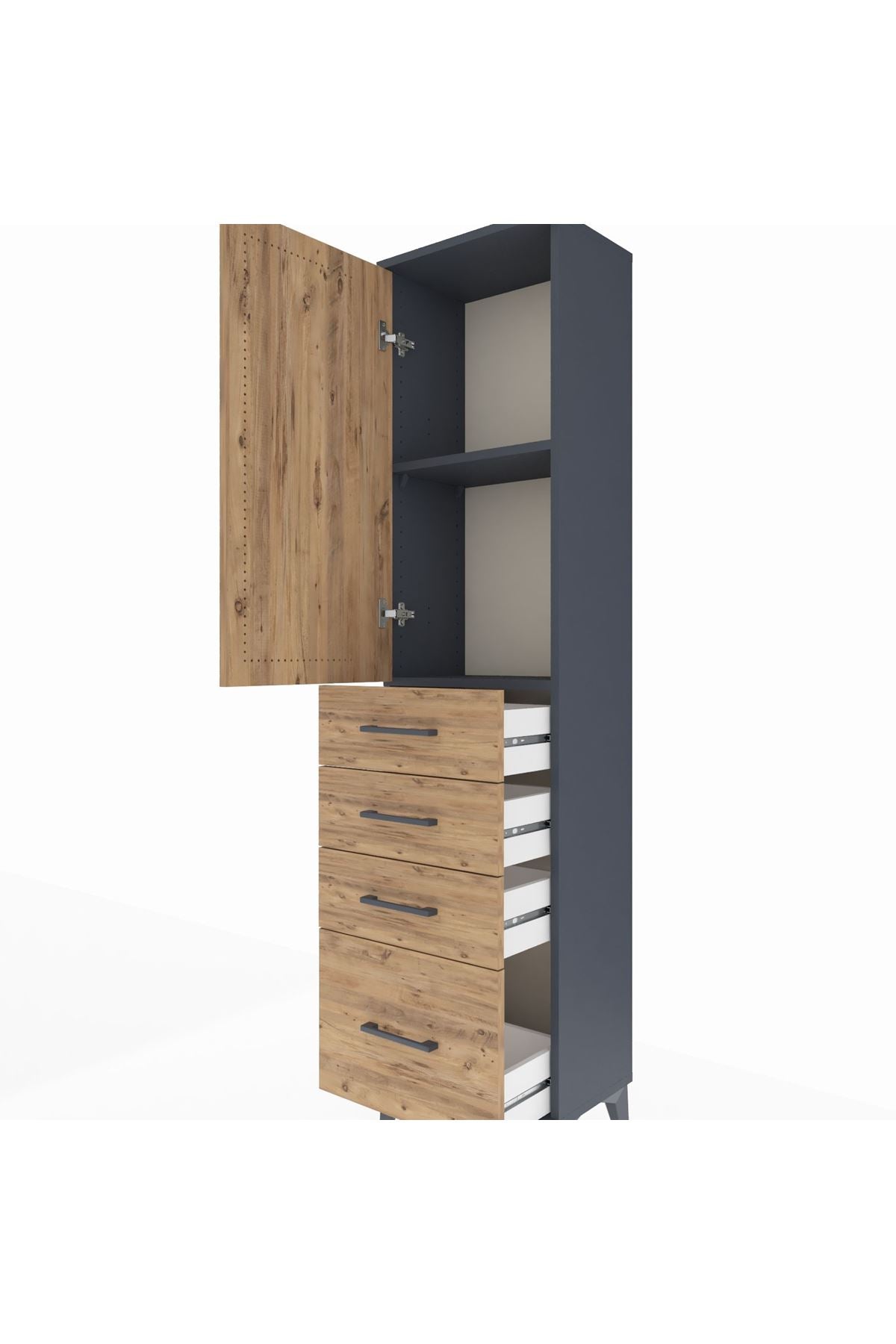 Arges Dolap 2 Raflı 4 Çekmeceli Tek Kapaklı 44x30x182 - S22M013V6A