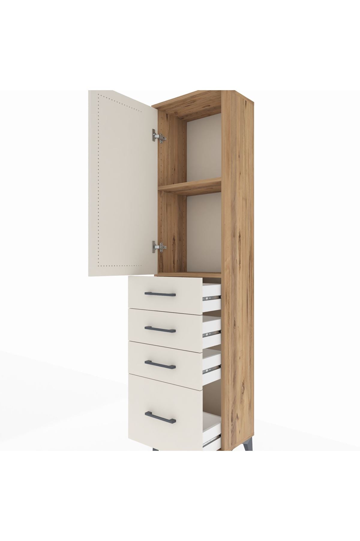 Arges Dolap 2 Raflı 4 Çekmeceli Tek Kapaklı 44x30x182 - S22M013V7A
