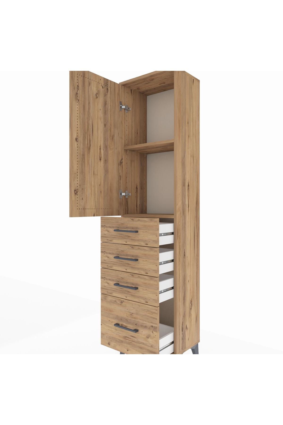 Arges Dolap 2 Raflı 4 Çekmeceli Tek Kapaklı 44x30x182 - S22M013V9A