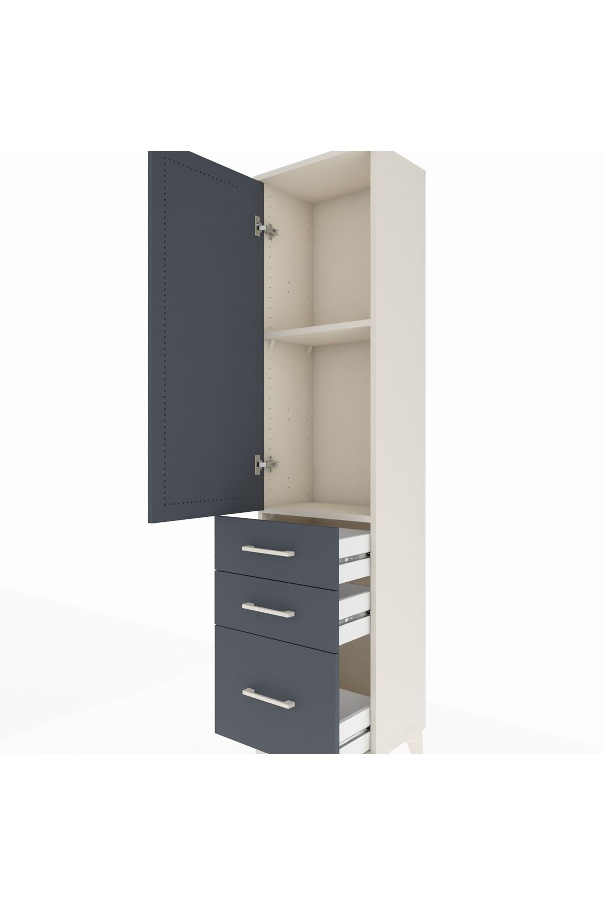 Arges Dolap 2 Raflı 3 Çekmeceli Tek Kapaklı 44x30x182 - S22M014V2A