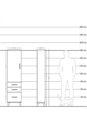 Arges Dolap 2 Raflı 3 Çekmeceli Tek Kapaklı 44x30x182 - S22M014V5A