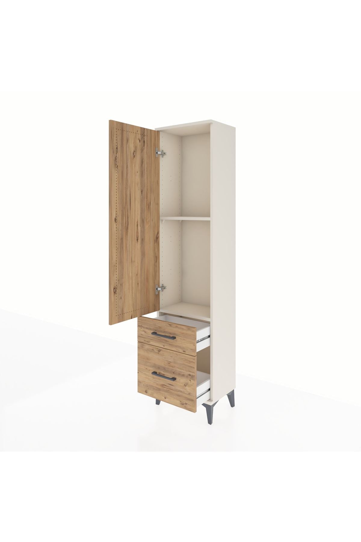 Arges Dolap 2 Raflı 2 Çekmeceli Tek Kapaklı 44x30x182 - S22M015V3A