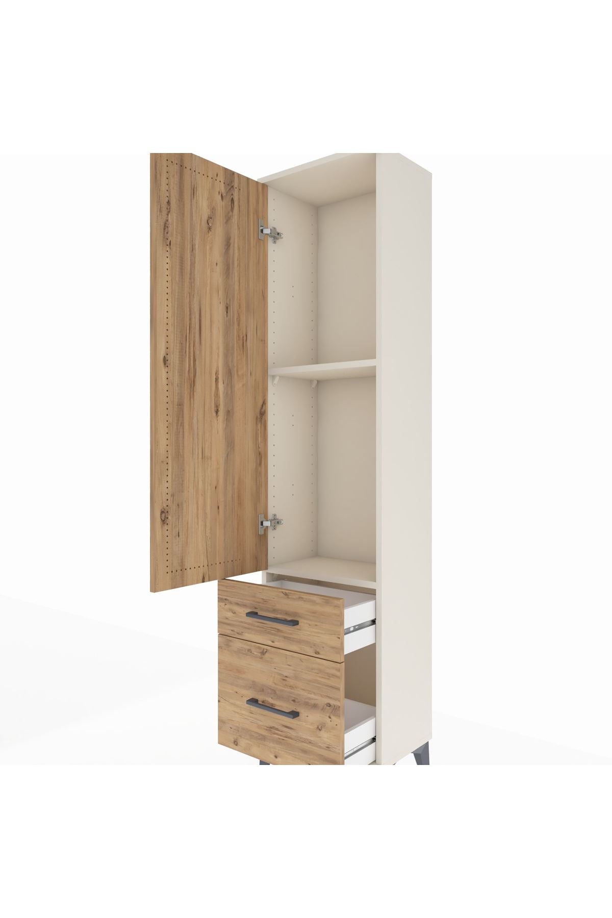 Arges Dolap 2 Raflı 2 Çekmeceli Tek Kapaklı 44x30x182 - S22M015V3A