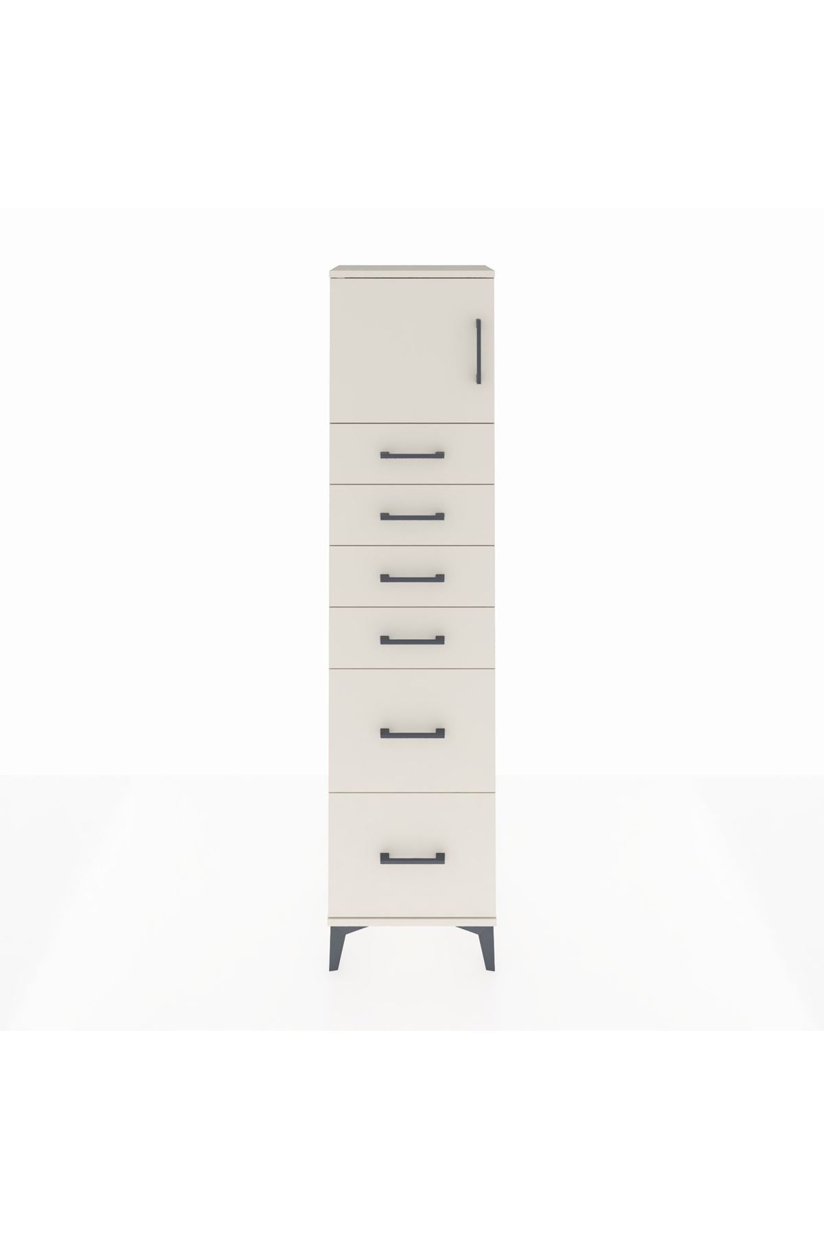 Arges Dolap Tek Raflı 6 Çekmeceli Tek Kapaklı 44x30x182 - S22M017V1A
