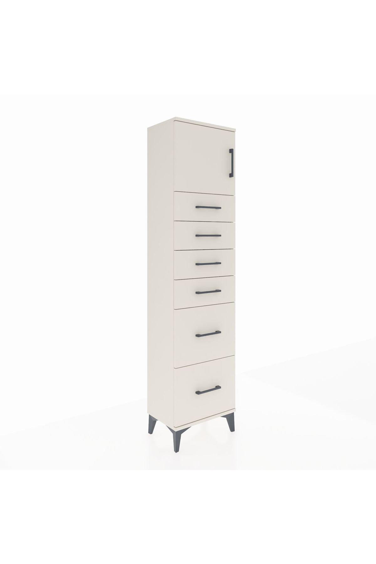 Arges Dolap Tek Raflı 6 Çekmeceli Tek Kapaklı 44x30x182 - S22M017V1A