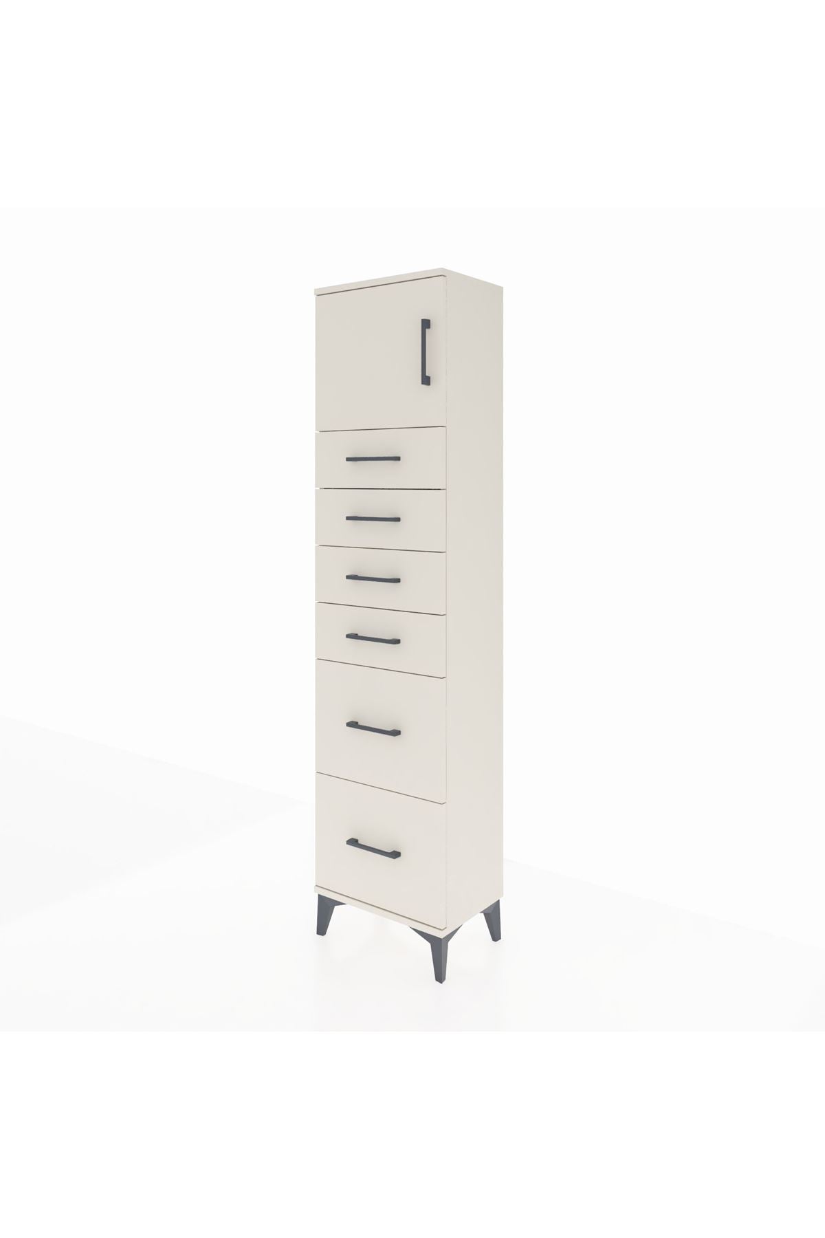 Arges Dolap Tek Raflı 6 Çekmeceli Tek Kapaklı 44x30x182 - S22M017V1A
