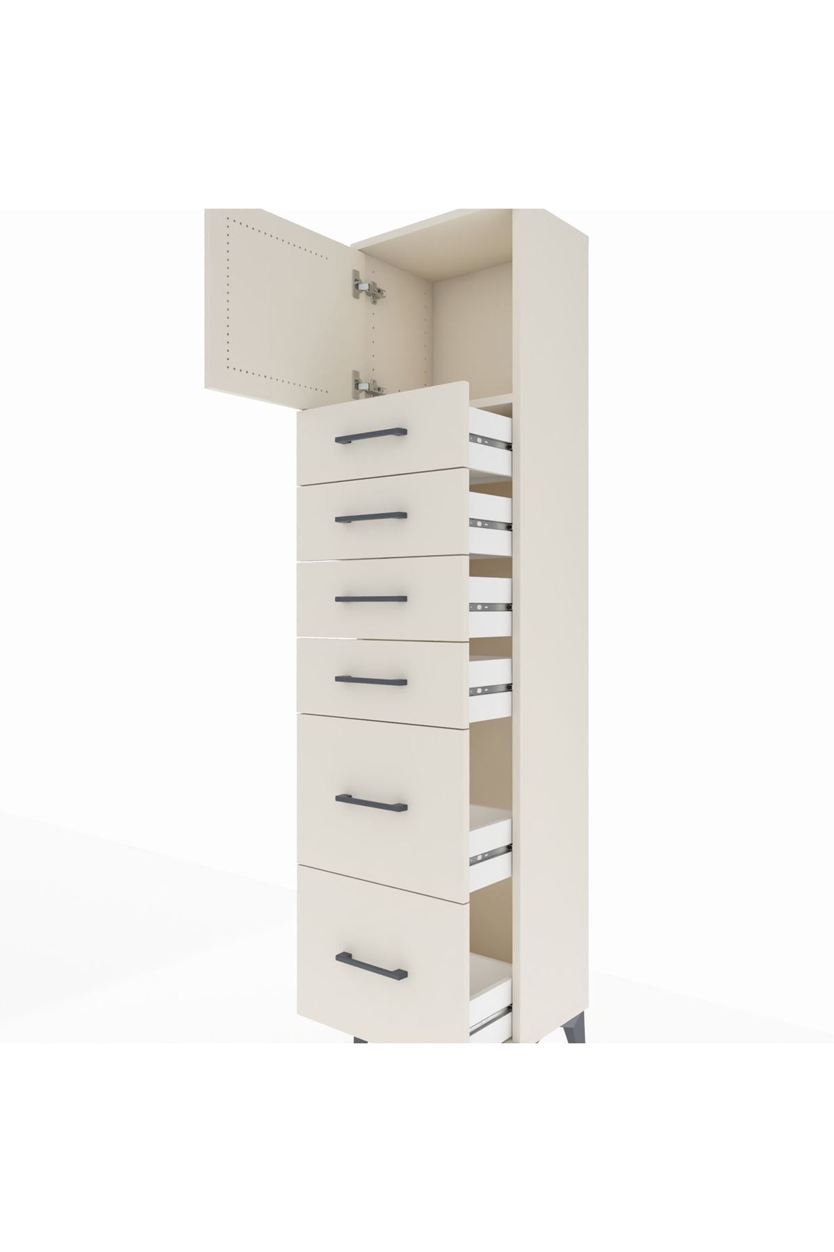 Arges Dolap Tek Raflı 6 Çekmeceli Tek Kapaklı 44x30x182 - S22M017V1A