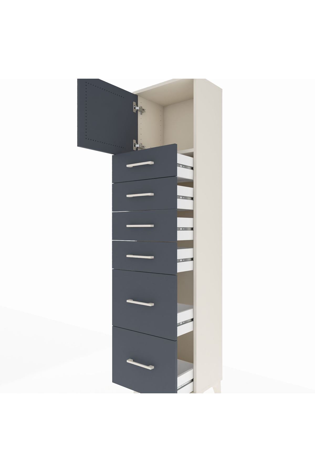 Arges Dolap Tek Raflı 6 Çekmeceli Tek Kapaklı 44x30x182 - S22M017V2A