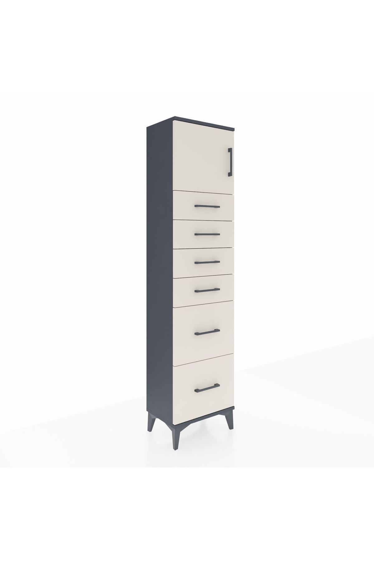 Arges Dolap Tek Raflı 6 Çekmeceli Tek Kapaklı 44x30x182 - S22M017V4A