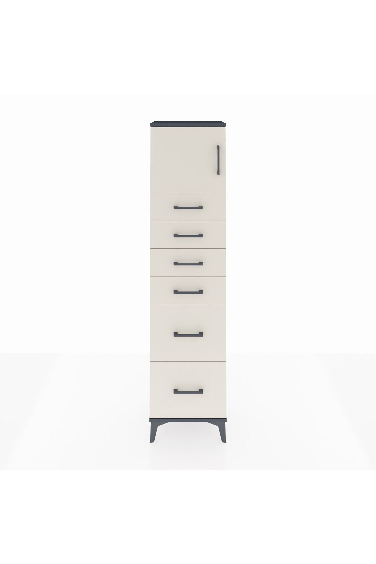 Arges Dolap Tek Raflı 6 Çekmeceli Tek Kapaklı 44x30x182 - S22M017V4A