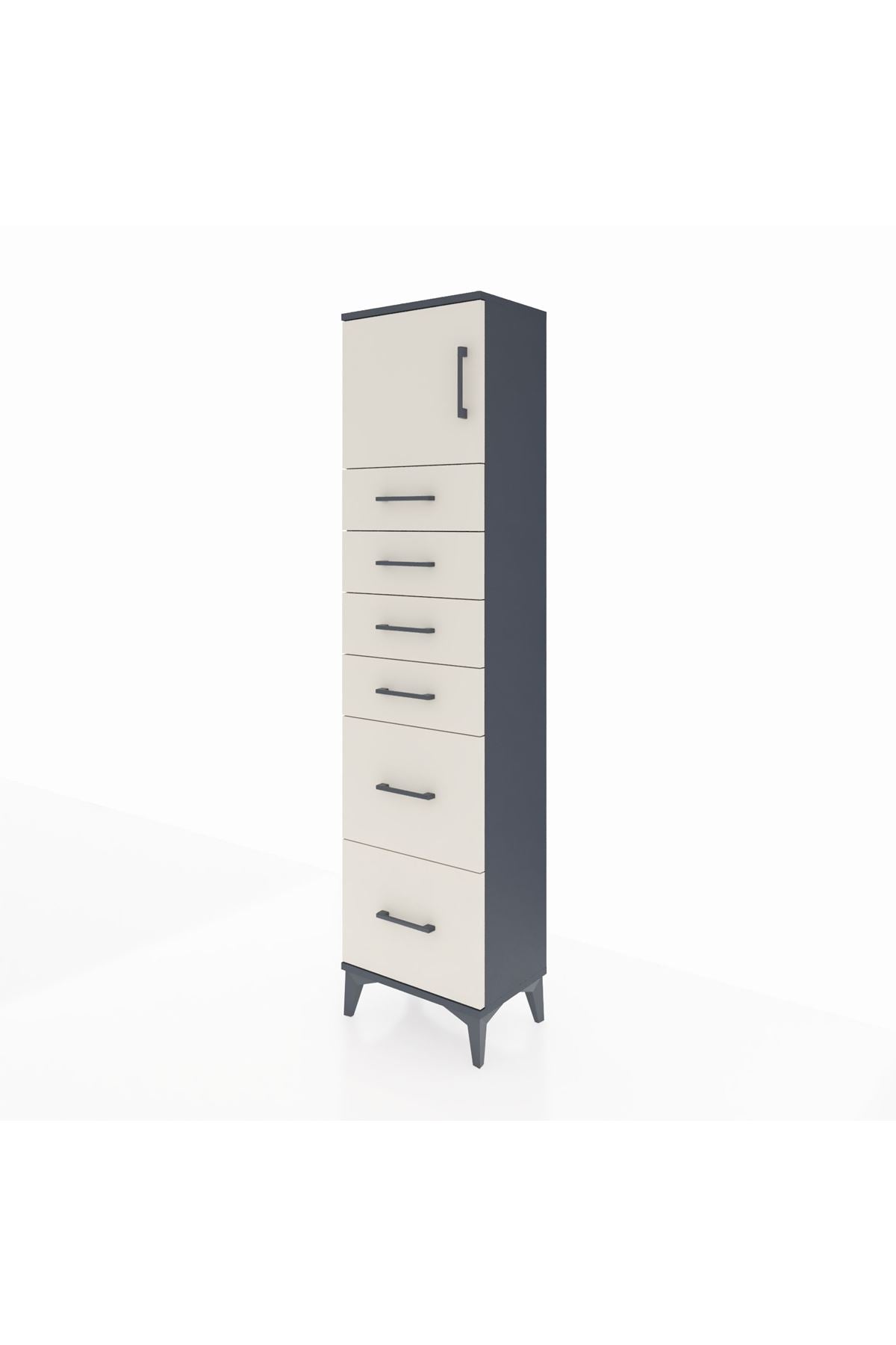 Arges Dolap Tek Raflı 6 Çekmeceli Tek Kapaklı 44x30x182 - S22M017V4A