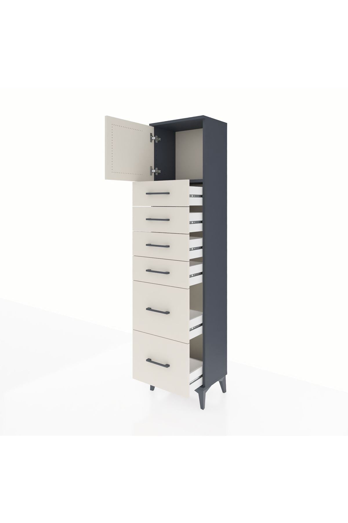 Arges Dolap Tek Raflı 6 Çekmeceli Tek Kapaklı 44x30x182 - S22M017V4A