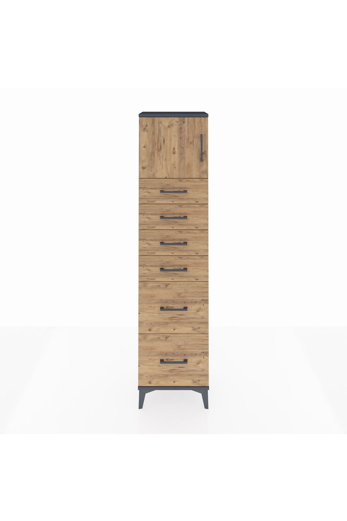Arges Dolap Tek Raflı 6 Çekmeceli Tek Kapaklı 44x30x182 - S22M017V6A