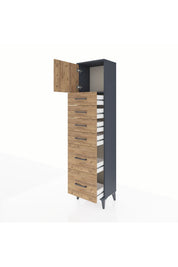 Arges Dolap Tek Raflı 6 Çekmeceli Tek Kapaklı 44x30x182 - S22M017V6A