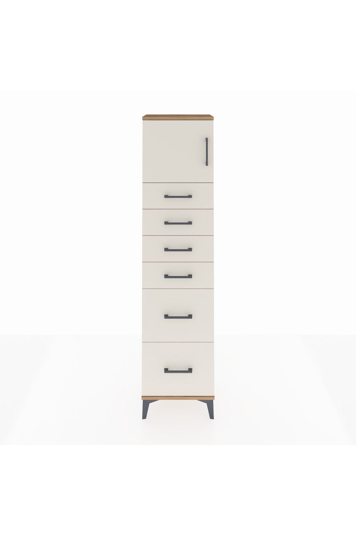 Arges Dolap Tek Raflı 6 Çekmeceli Tek Kapaklı 44x30x182 - S22M017V7A
