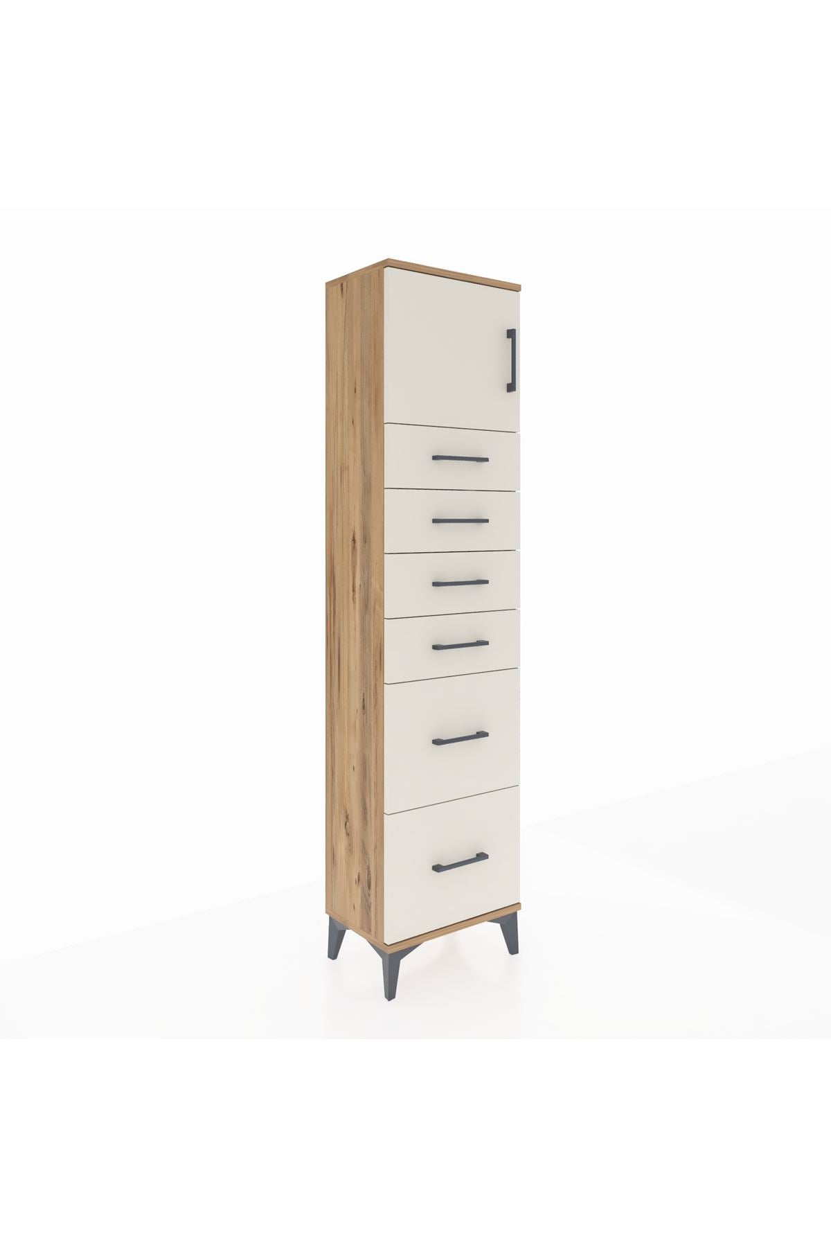 Arges Dolap Tek Raflı 6 Çekmeceli Tek Kapaklı 44x30x182 - S22M017V7A