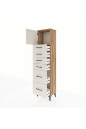 Arges Dolap Tek Raflı 6 Çekmeceli Tek Kapaklı 44x30x182 - S22M017V7A