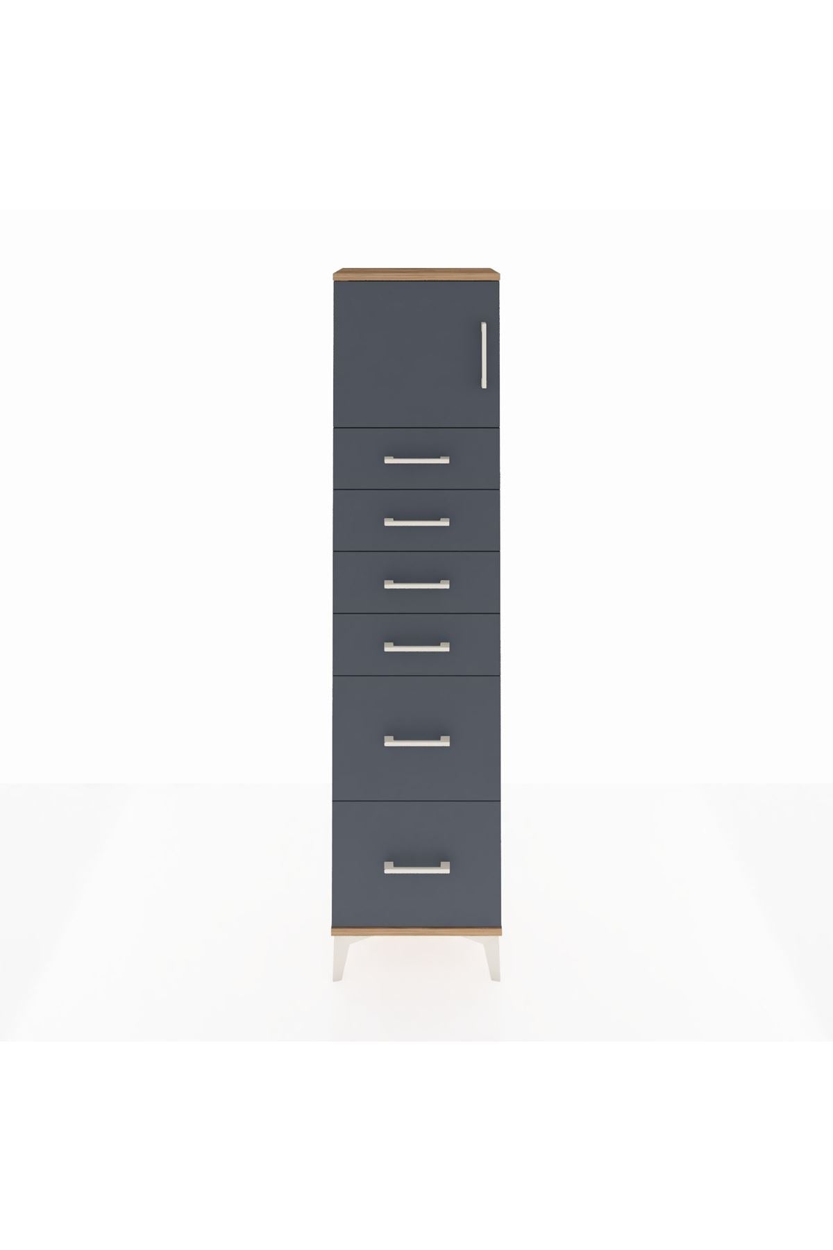 Arges Dolap Tek Raflı 6 Çekmeceli Tek Kapaklı 44x30x182 - S22M017V8A