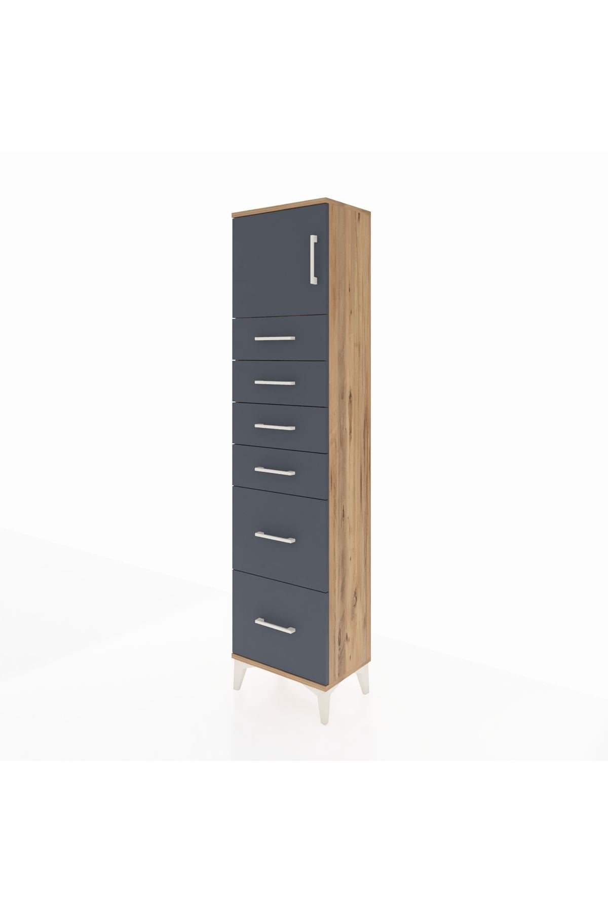 Arges Dolap Tek Raflı 6 Çekmeceli Tek Kapaklı 44x30x182 - S22M017V8A