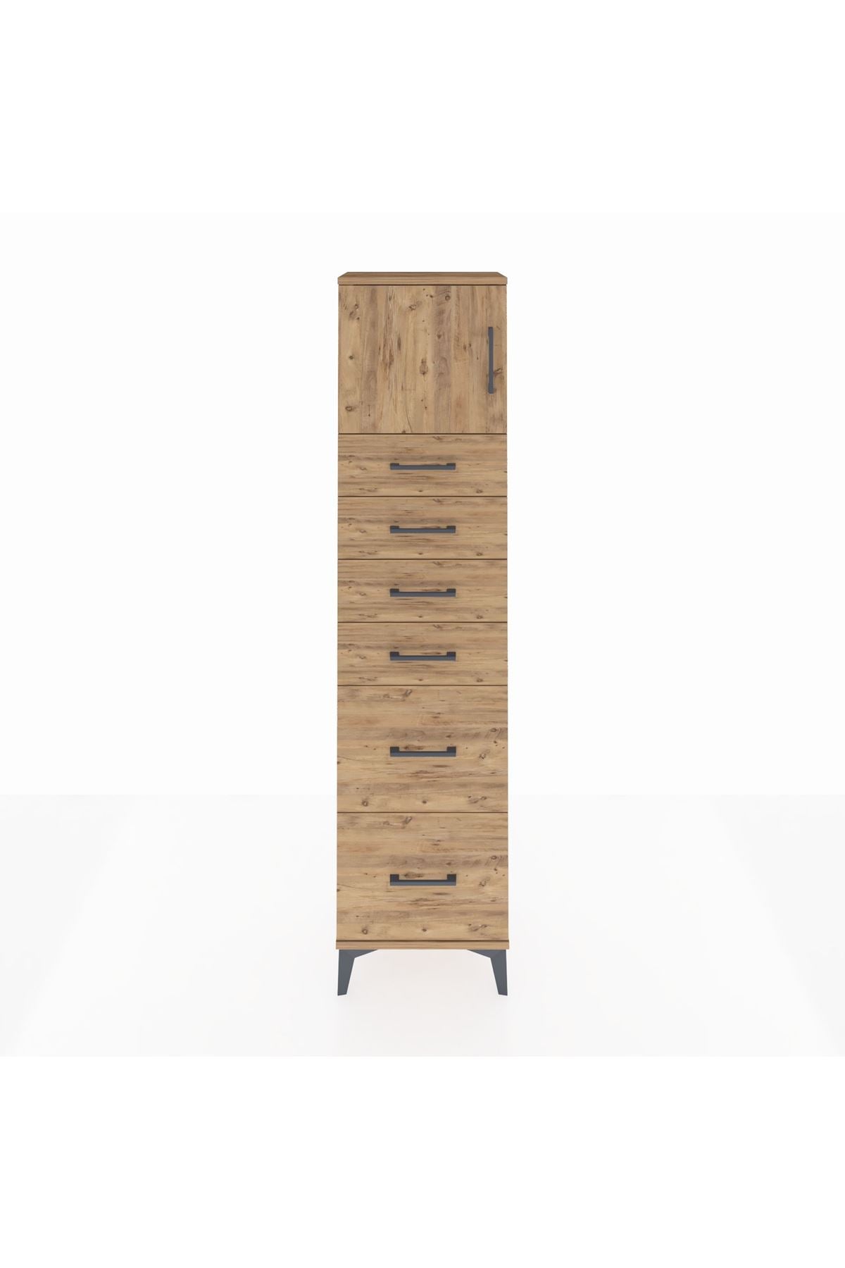 Arges Dolap Tek Raflı 6 Çekmeceli Tek Kapaklı 44x30x182 - S22M017V9A