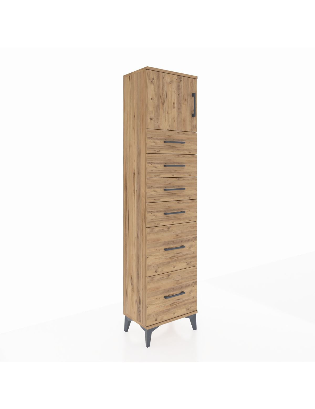 Arges Dolap Tek Raflı 6 Çekmeceli Tek Kapaklı 44x30x182 - S22M017V9A