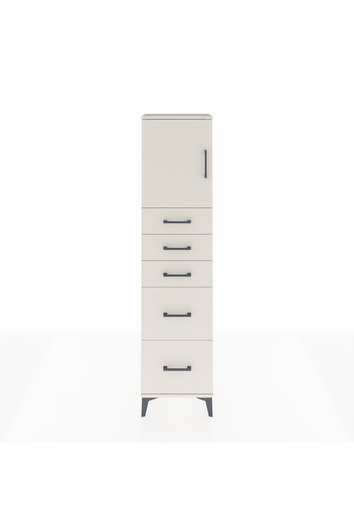 Arges Dolap Tek Raflı 5 Çekmeceli Tek Kapaklı 44x30x182 - S22M018V1A