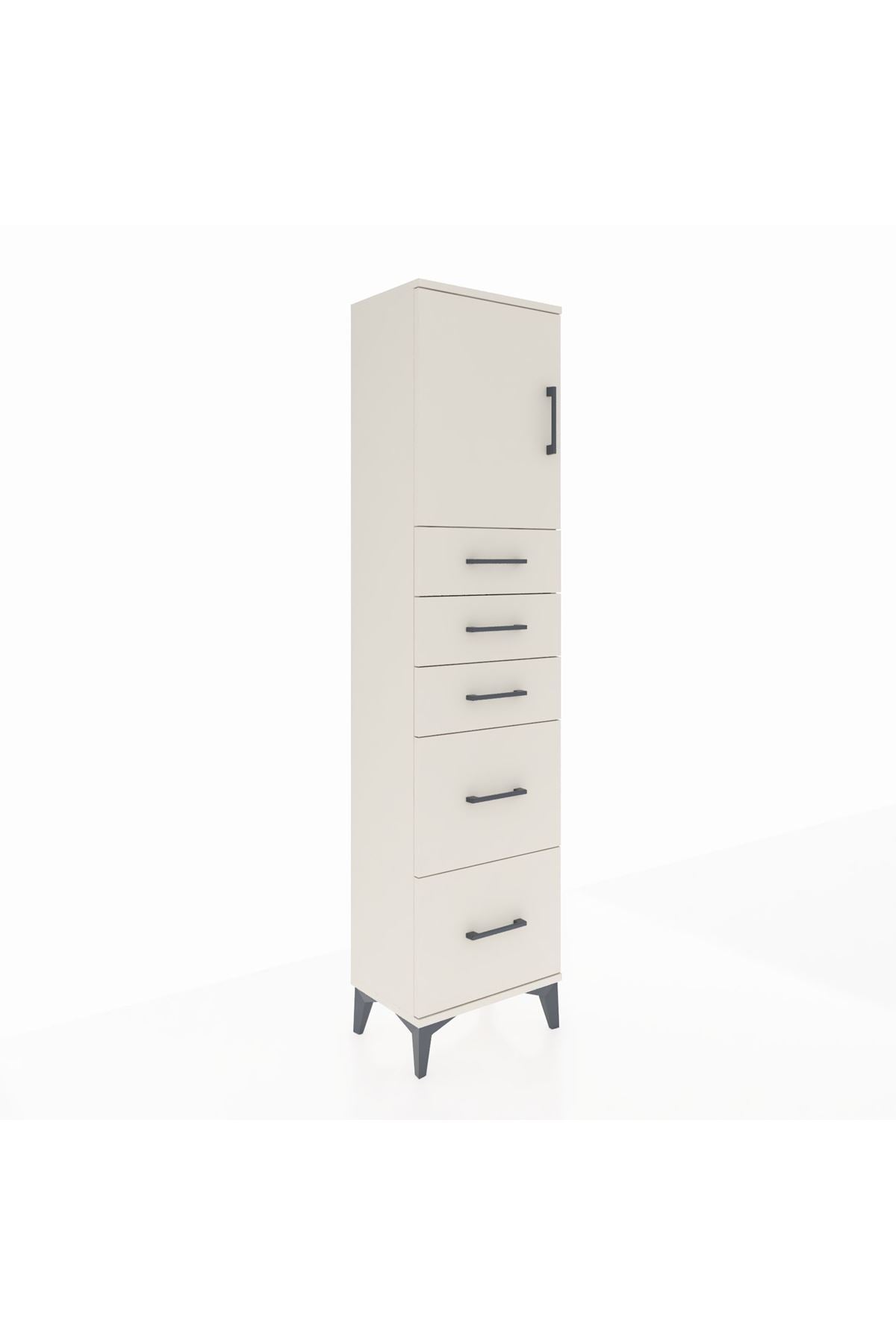 Arges Dolap Tek Raflı 5 Çekmeceli Tek Kapaklı 44x30x182 - S22M018V1A