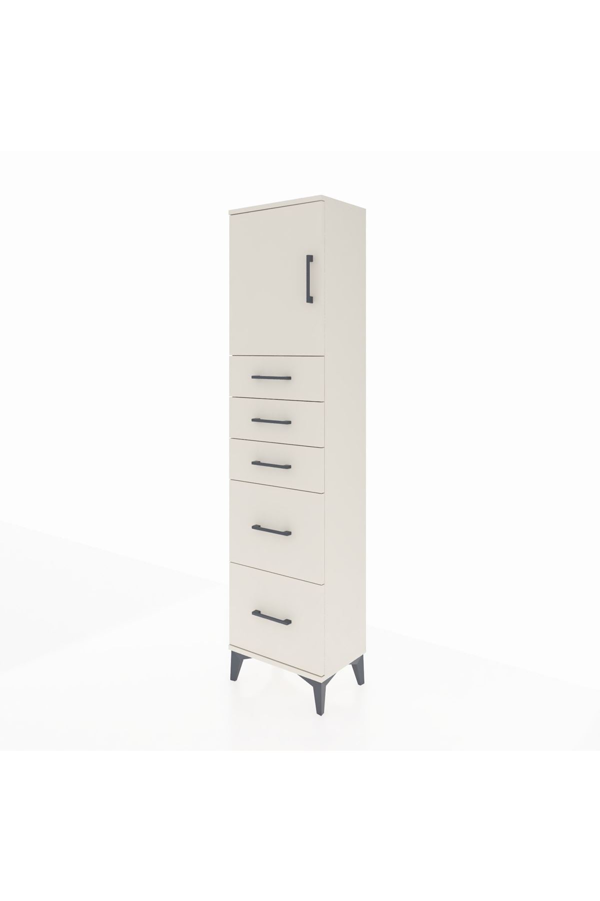 Arges Dolap Tek Raflı 5 Çekmeceli Tek Kapaklı 44x30x182 - S22M018V1A