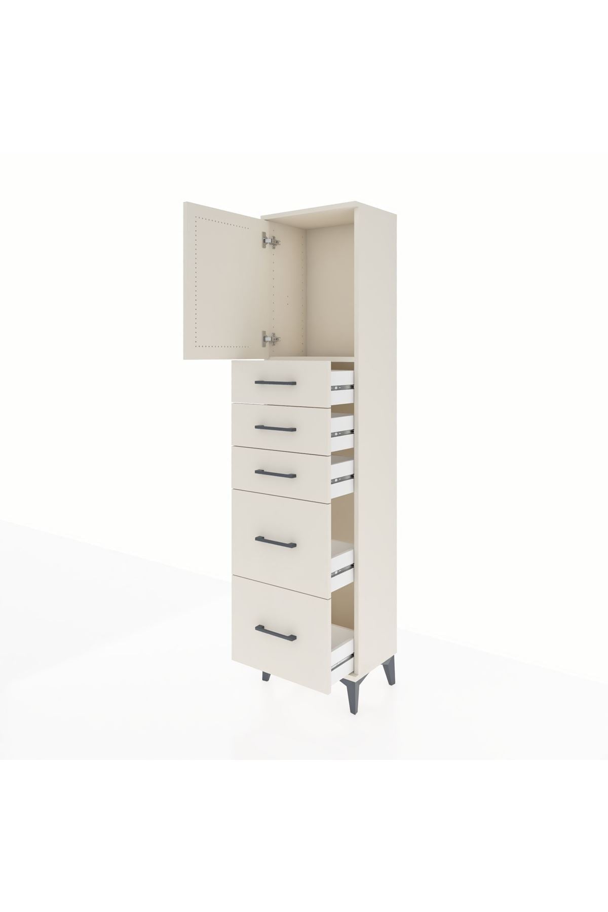 Arges Dolap Tek Raflı 5 Çekmeceli Tek Kapaklı 44x30x182 - S22M018V1A