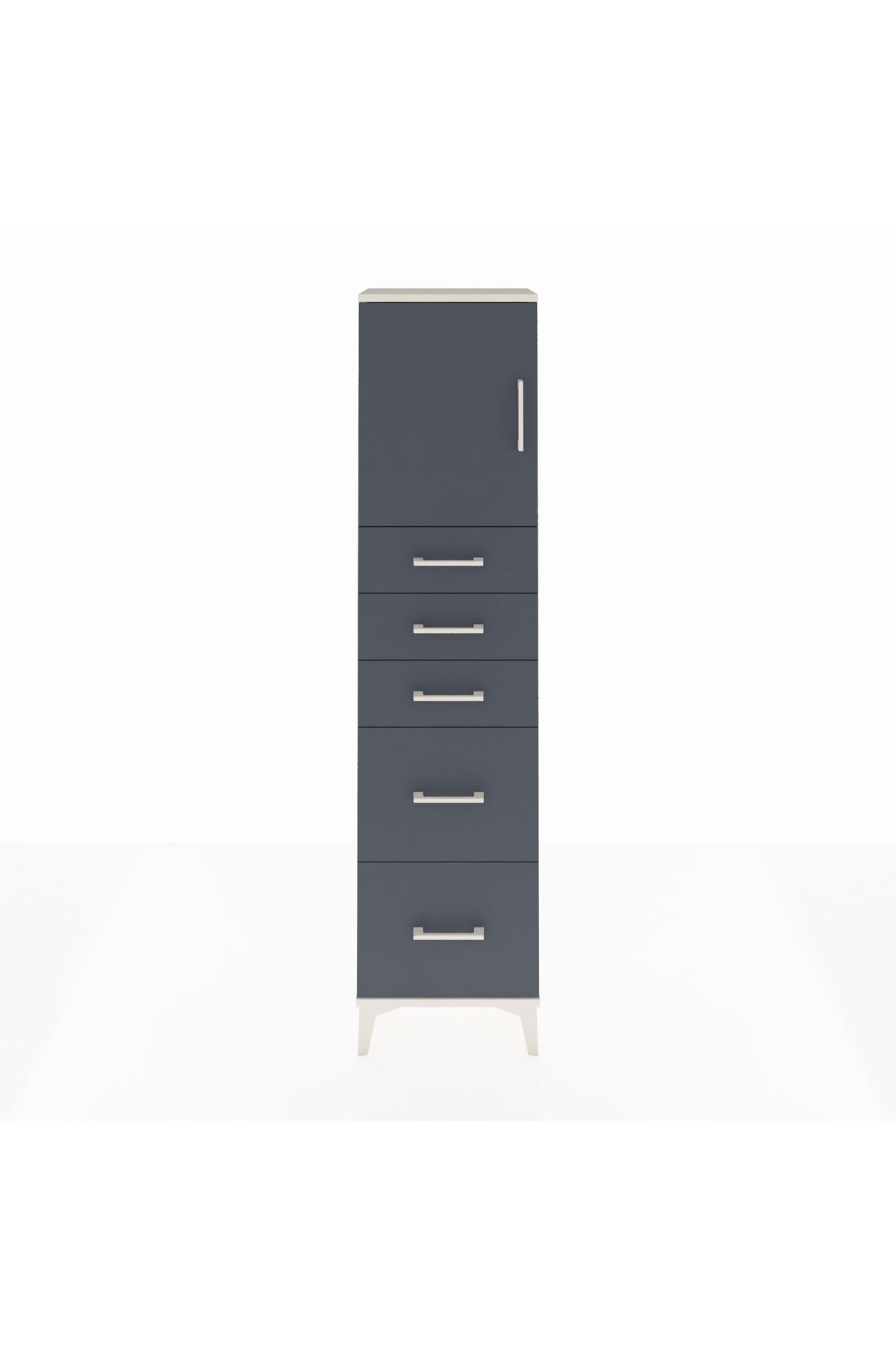Arges Dolap Tek Raflı 5 Çekmeceli Tek Kapaklı 44x30x182 - S22M018V2A