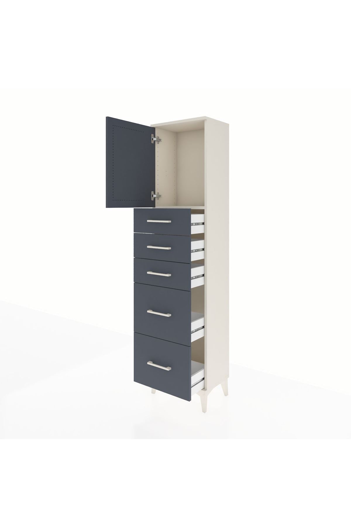 Arges Dolap Tek Raflı 5 Çekmeceli Tek Kapaklı 44x30x182 - S22M018V2A