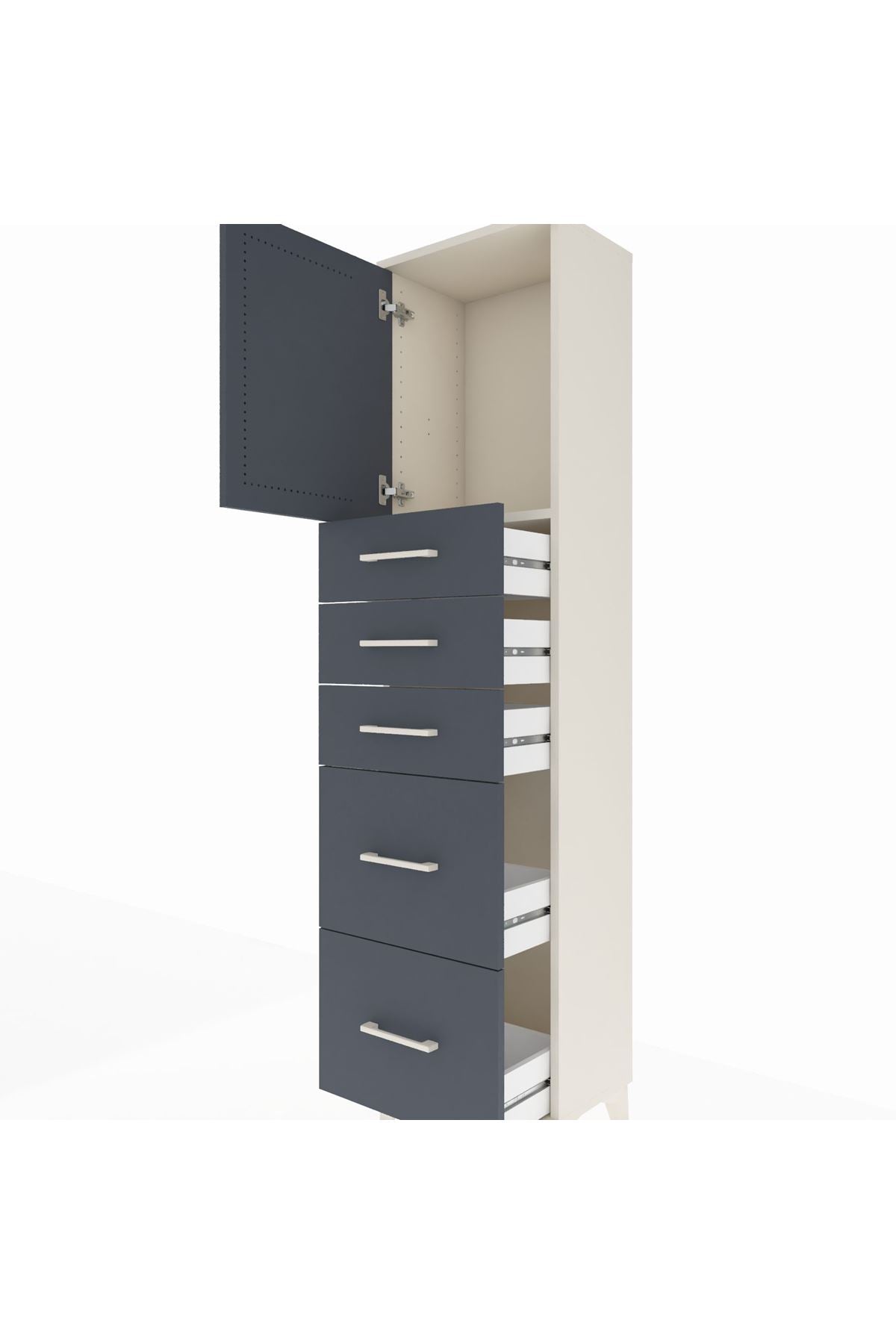 Arges Dolap Tek Raflı 5 Çekmeceli Tek Kapaklı 44x30x182 - S22M018V2A