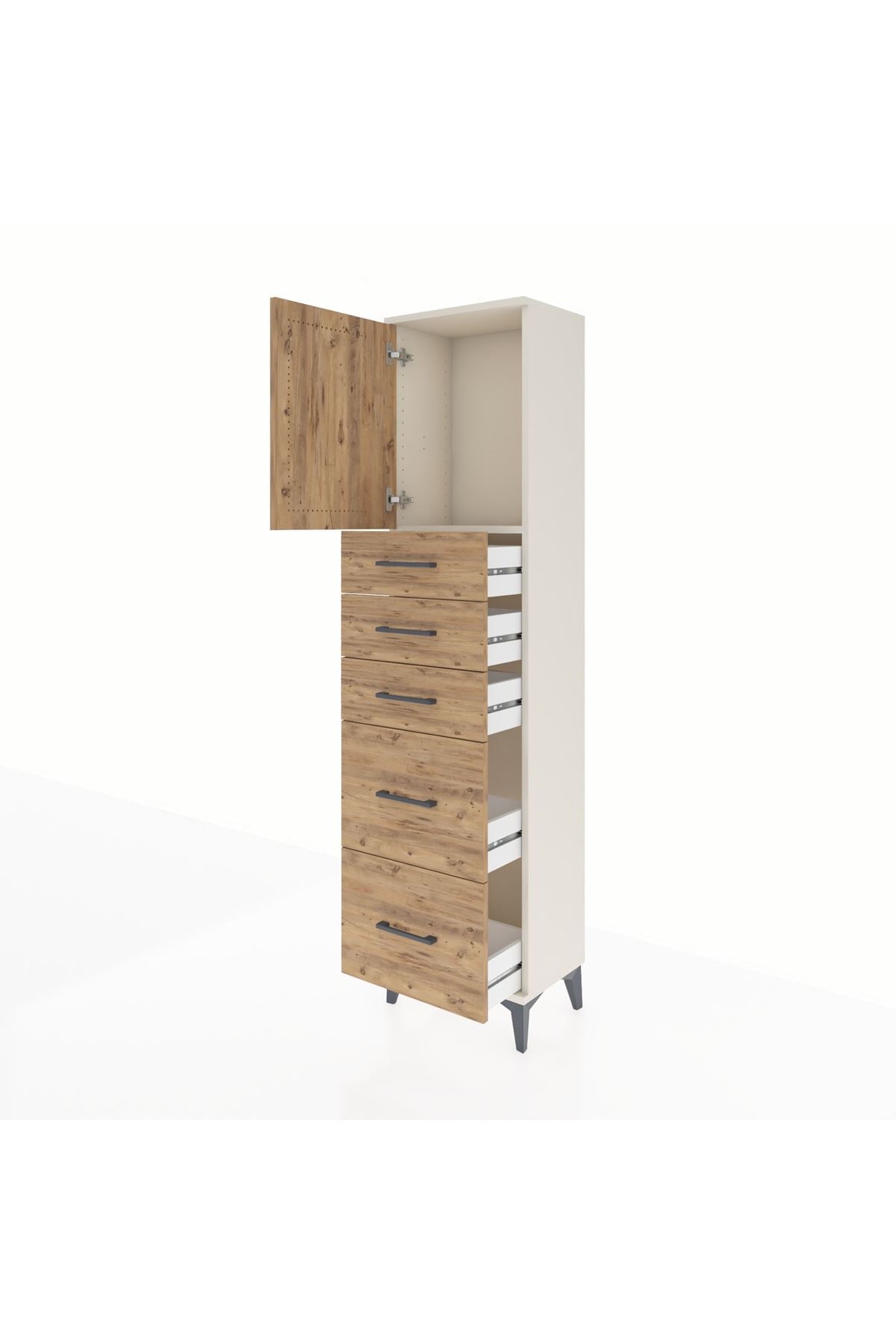 Arges Dolap Tek Raflı 5 Çekmeceli Tek Kapaklı 44x30x182 - S22M018V3A