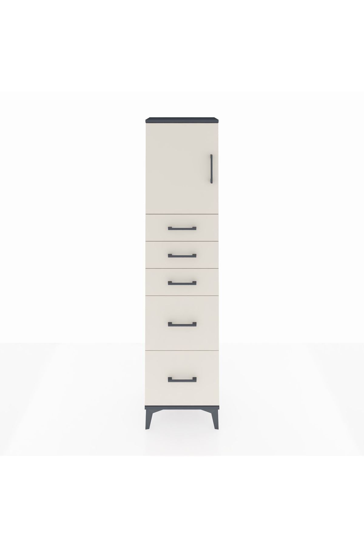 Arges Dolap Tek Raflı 5 Çekmeceli Tek Kapaklı 44x30x182 - S22M018V4A