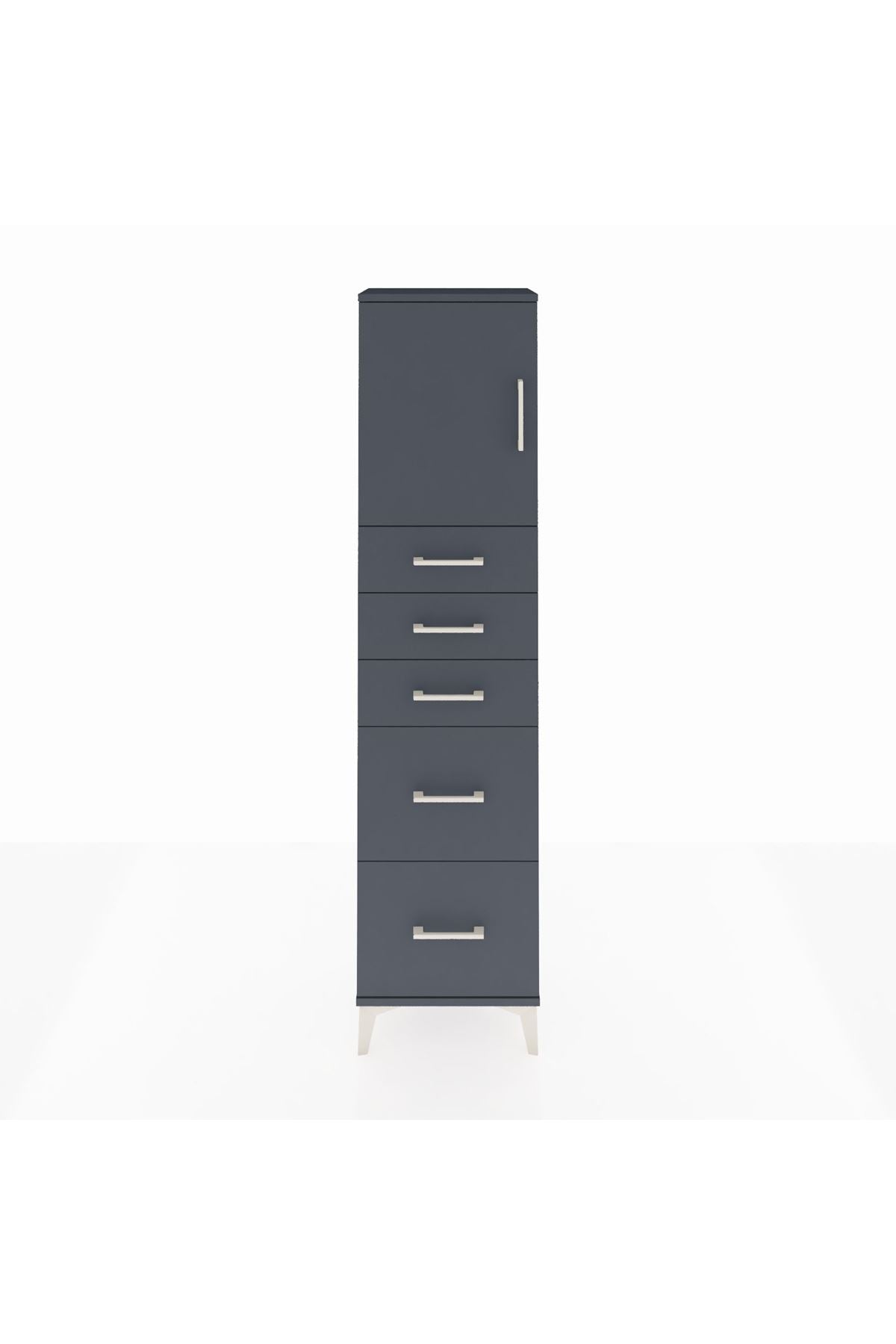 Arges Dolap Tek Raflı 5 Çekmeceli Tek Kapaklı 44x30x182 - S22M018V5A