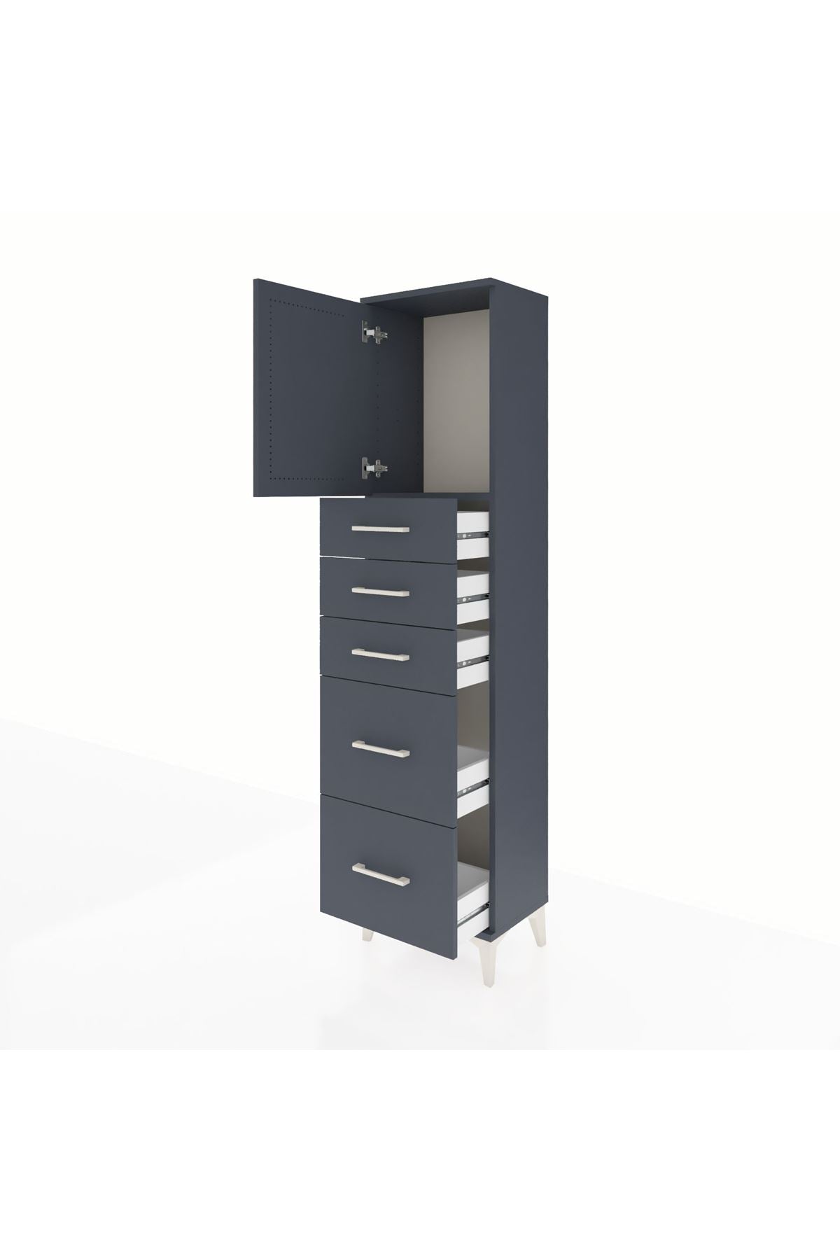 Arges Dolap Tek Raflı 5 Çekmeceli Tek Kapaklı 44x30x182 - S22M018V5A