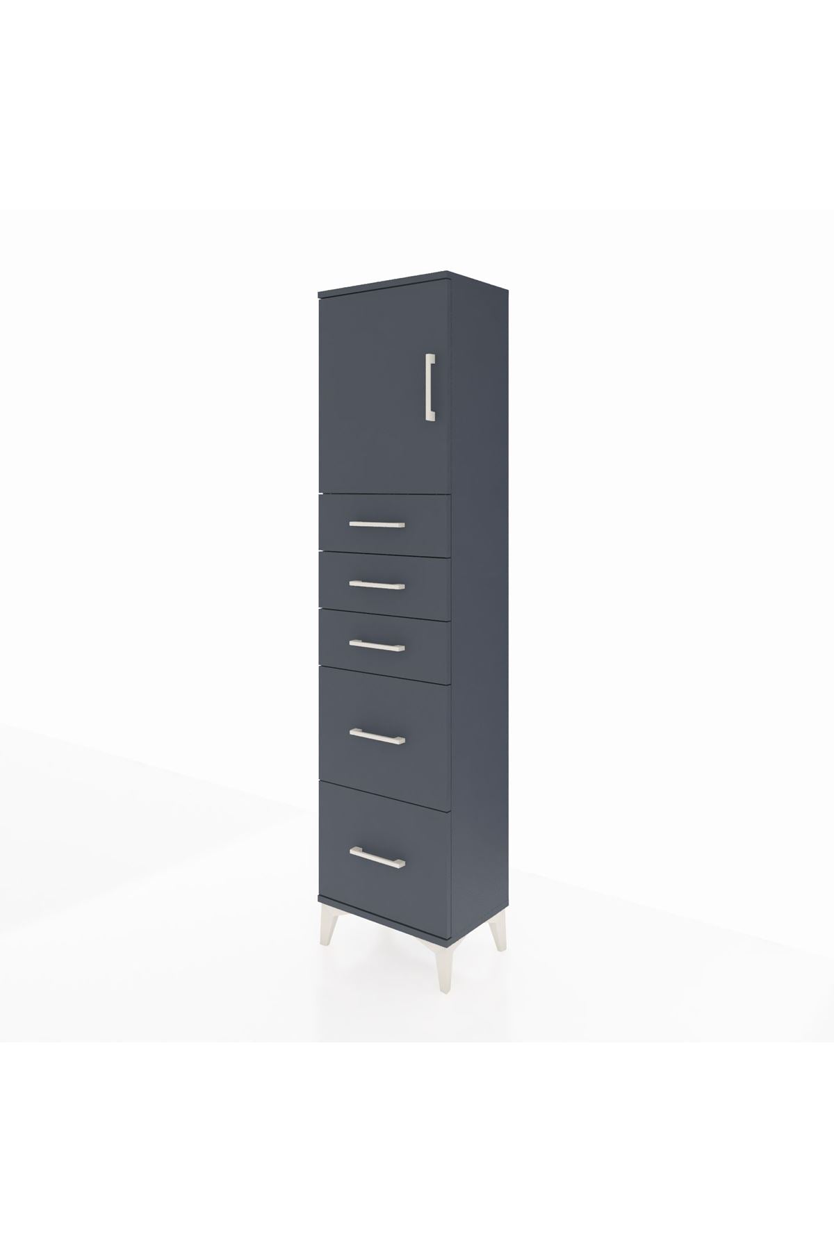 Arges Dolap Tek Raflı 5 Çekmeceli Tek Kapaklı 44x30x182 - S22M018V5A