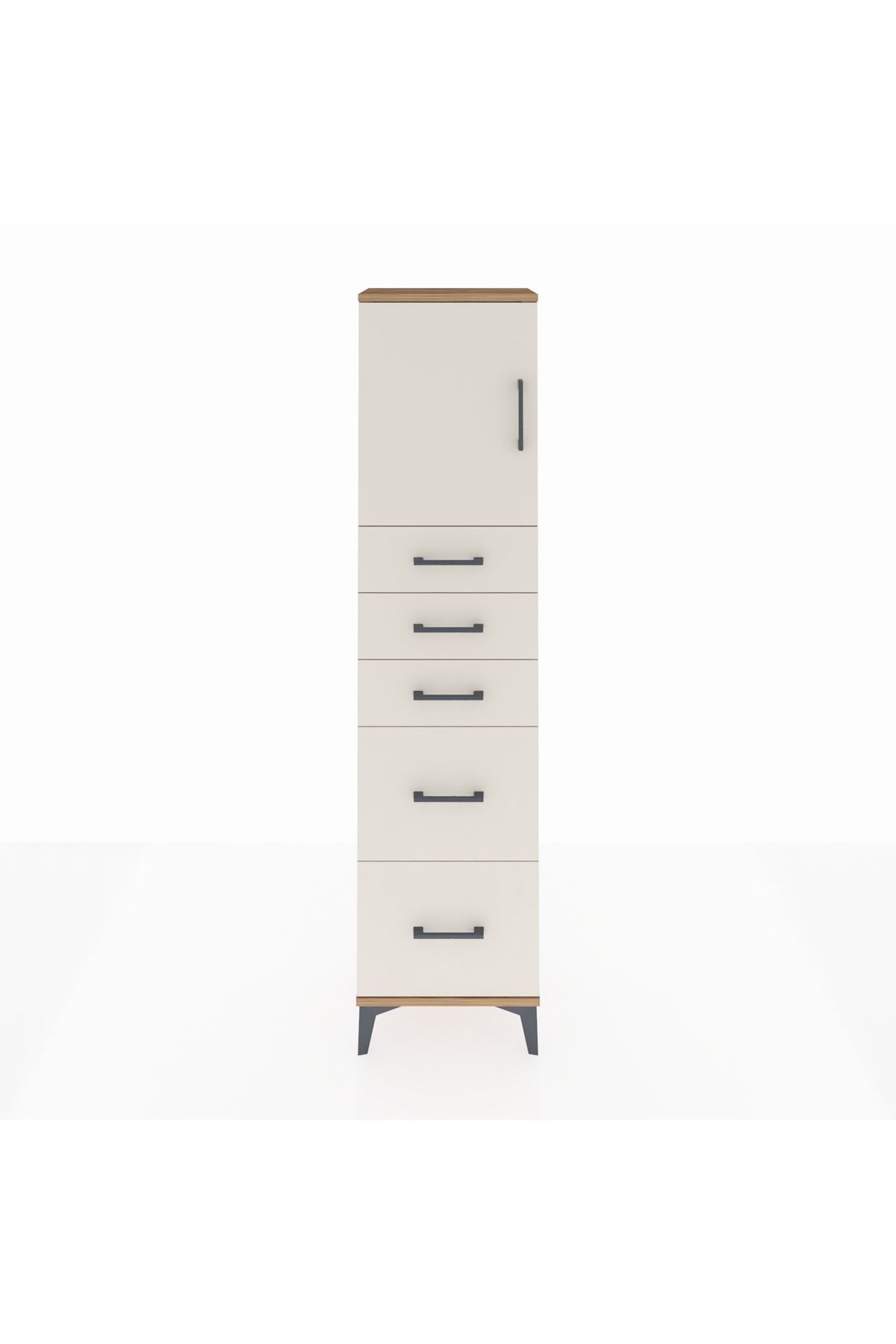 Arges Dolap Tek Raflı 5 Çekmeceli Tek Kapaklı 44x30x182 - S22M018V7A
