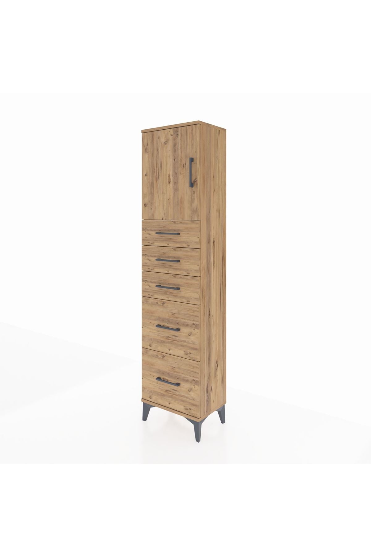 Arges Dolap Tek Raflı 5 Çekmeceli Tek Kapaklı 44x30x182 - S22M018V9A
