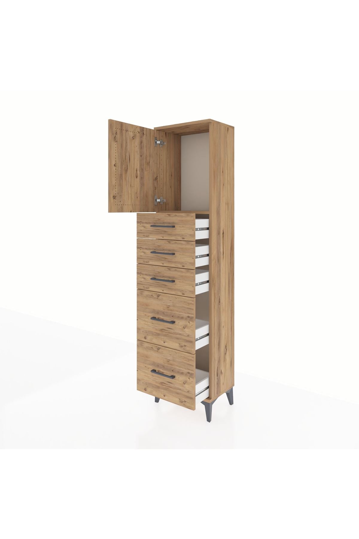 Arges Dolap Tek Raflı 5 Çekmeceli Tek Kapaklı 44x30x182 - S22M018V9A