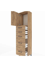 Arges Dolap Tek Raflı 5 Çekmeceli Tek Kapaklı 44x30x182 - S22M018V9A