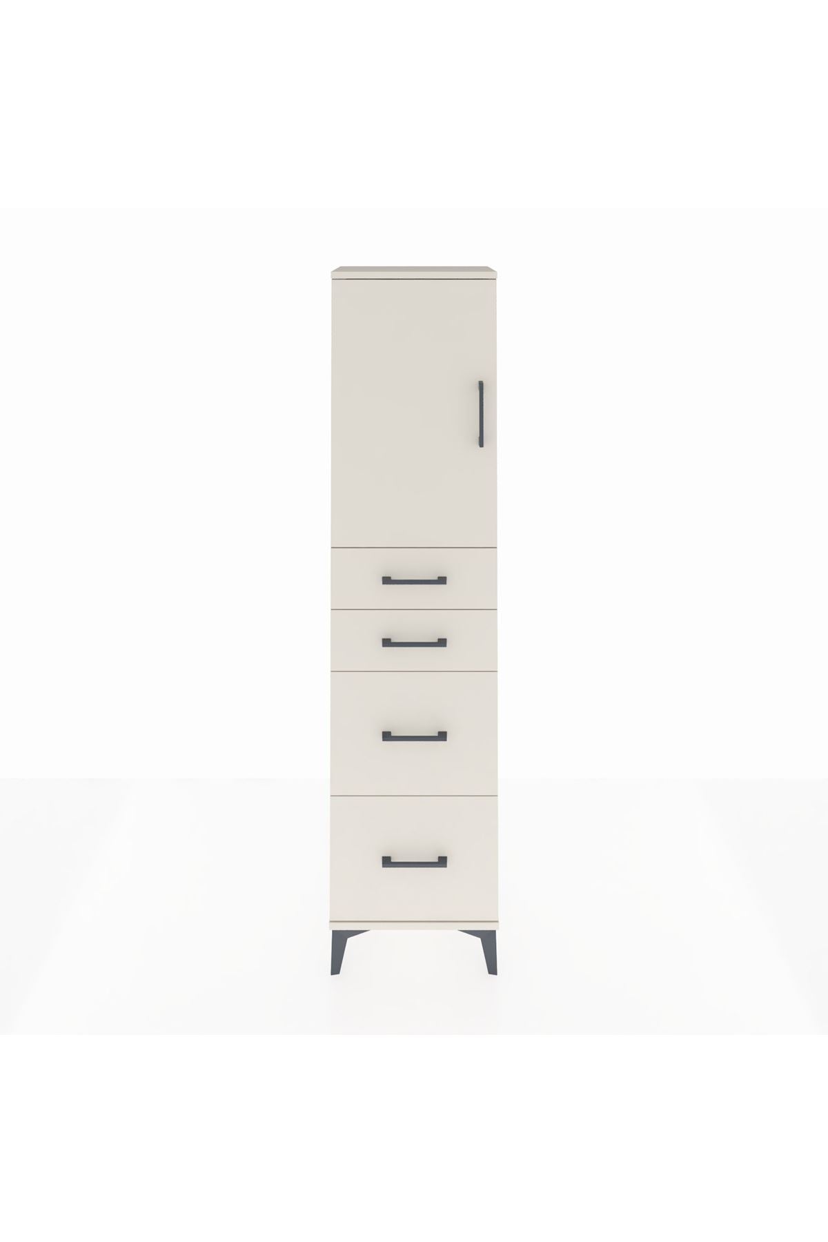 Arges Dolap Tek Raflı 4 Çekmeceli Tek Kapaklı 44x30x182 - S22M019V1A