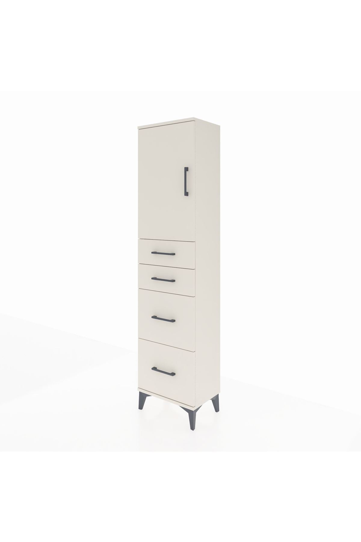 Arges Dolap Tek Raflı 4 Çekmeceli Tek Kapaklı 44x30x182 - S22M019V1A