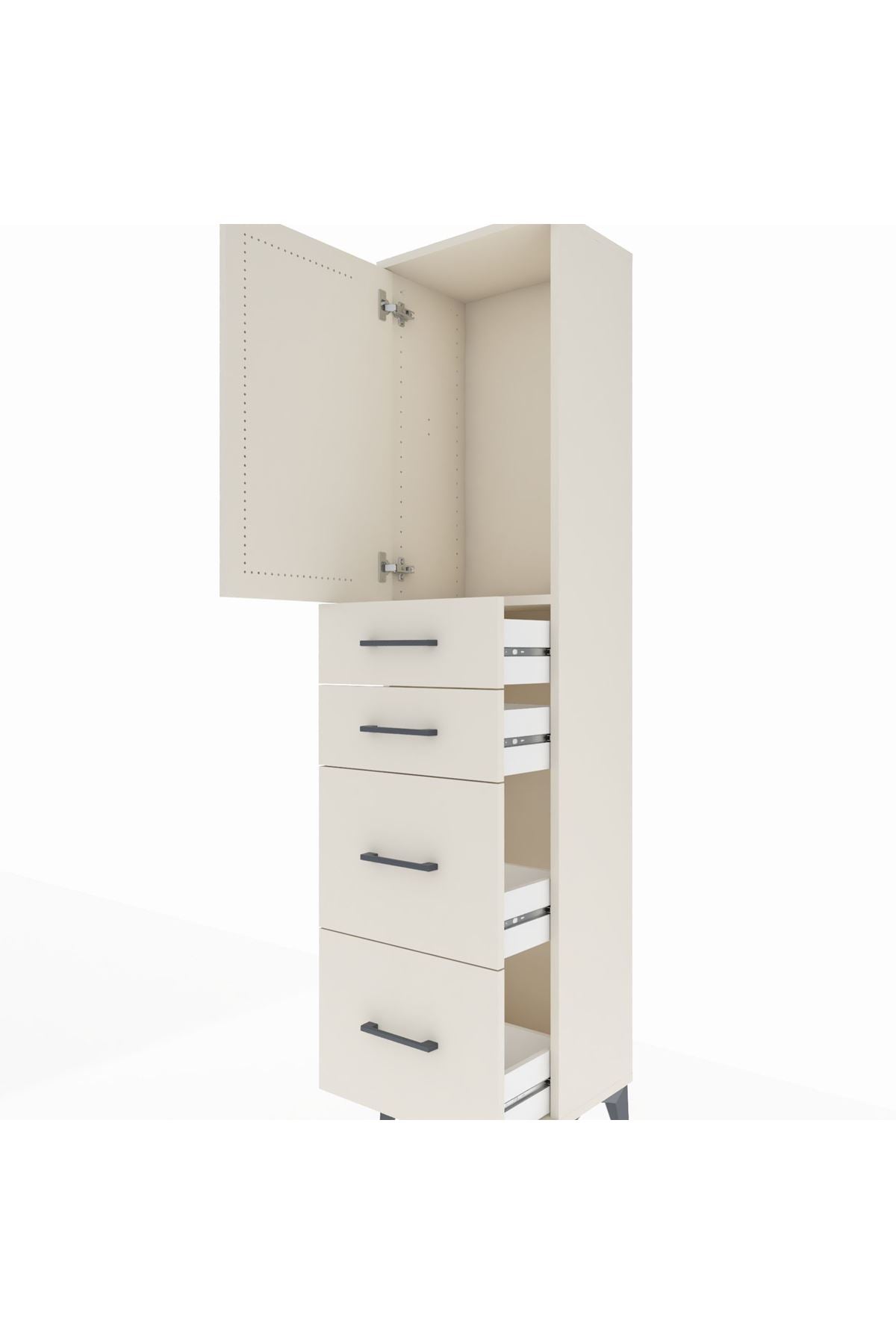 Arges Dolap Tek Raflı 4 Çekmeceli Tek Kapaklı 44x30x182 - S22M019V1A