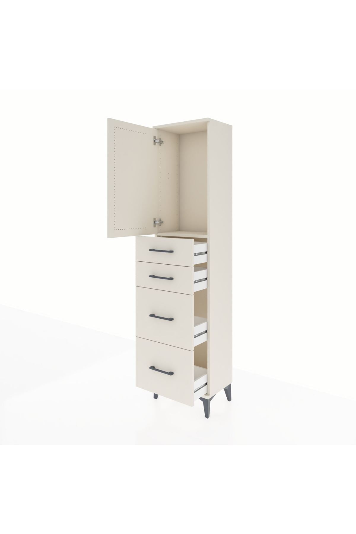 Arges Dolap Tek Raflı 4 Çekmeceli Tek Kapaklı 44x30x182 - S22M019V1A
